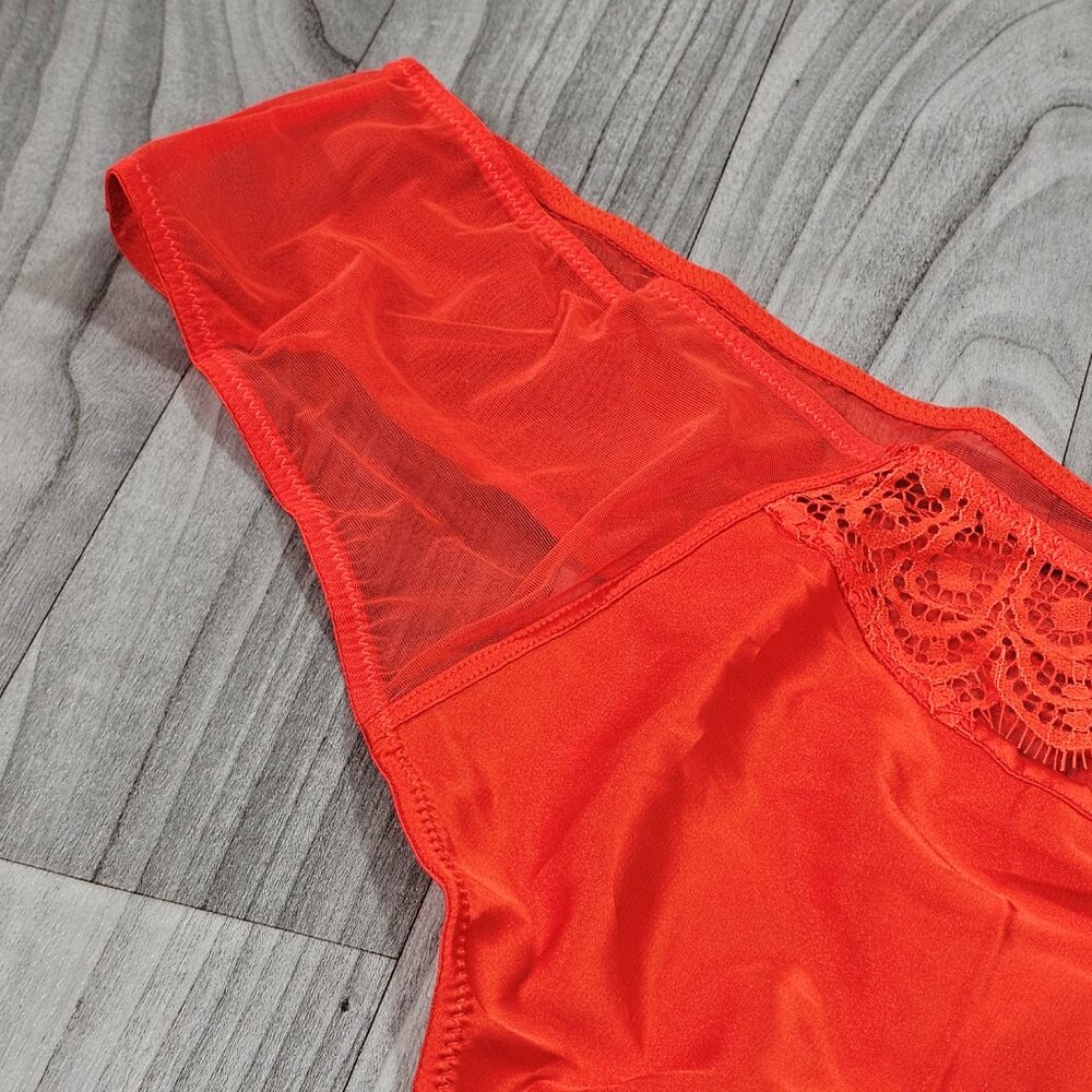 Hustler Dola Orange Lace and Mesh High Waisted Thong Panty Size US 20 - Picture 5 of 5